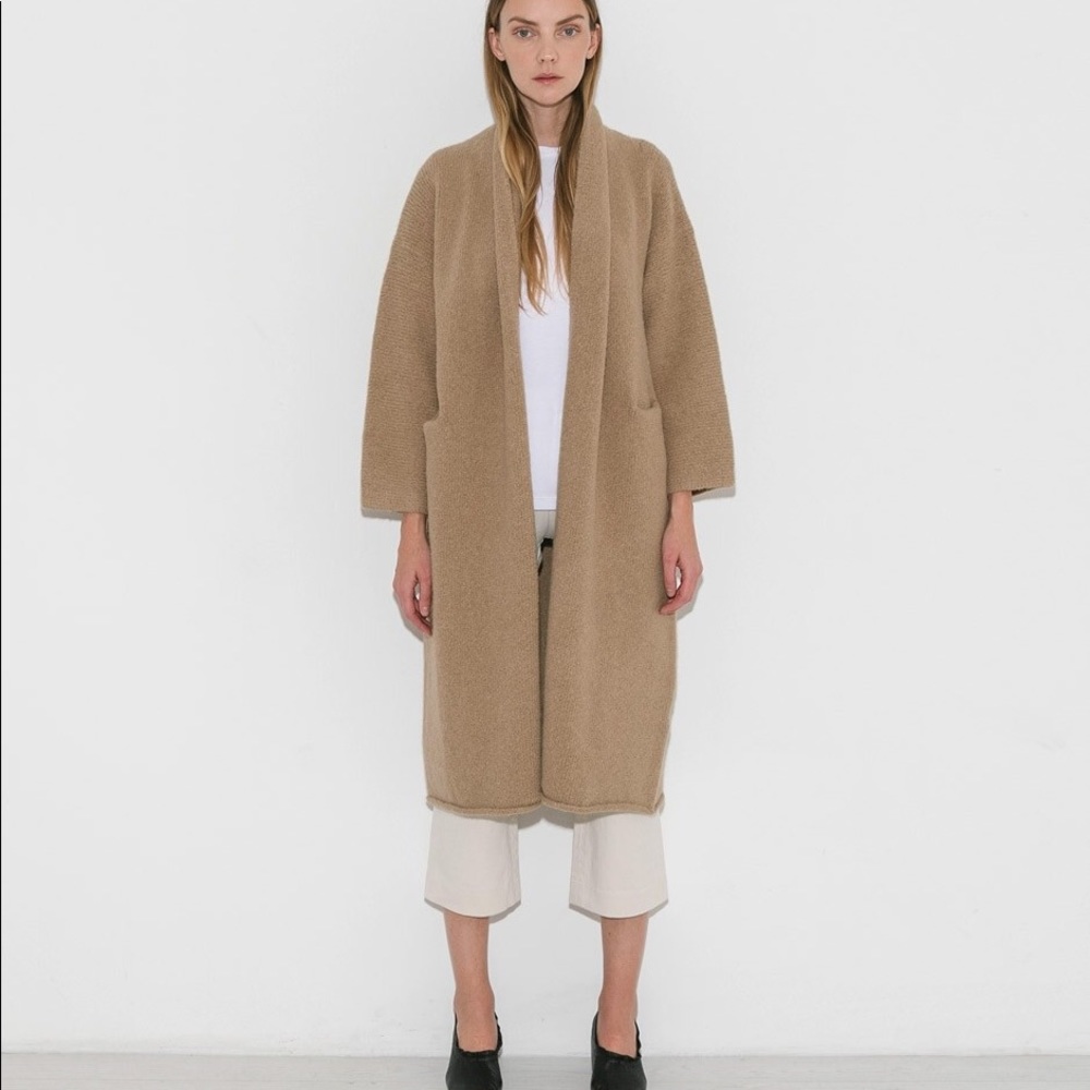 SOLD Lauren Manoogian Long Shawl Cardigan in Sand